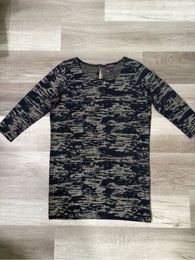 long tall sally Blue and Gold Metallic Knit Top